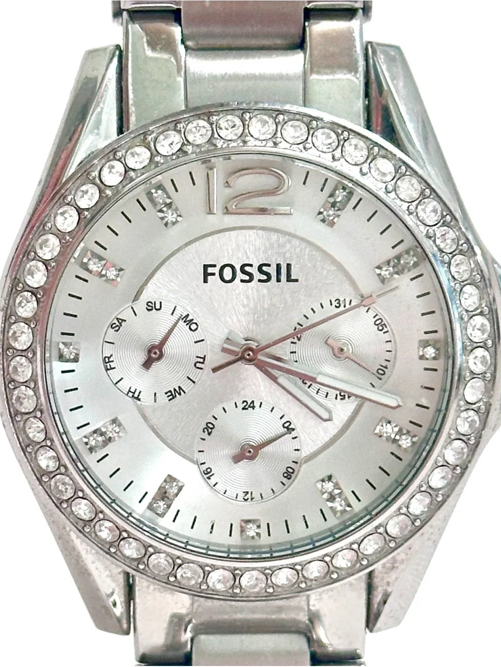 Fossil RILEY Crystal-Trim Stainless Steel Women's Watch